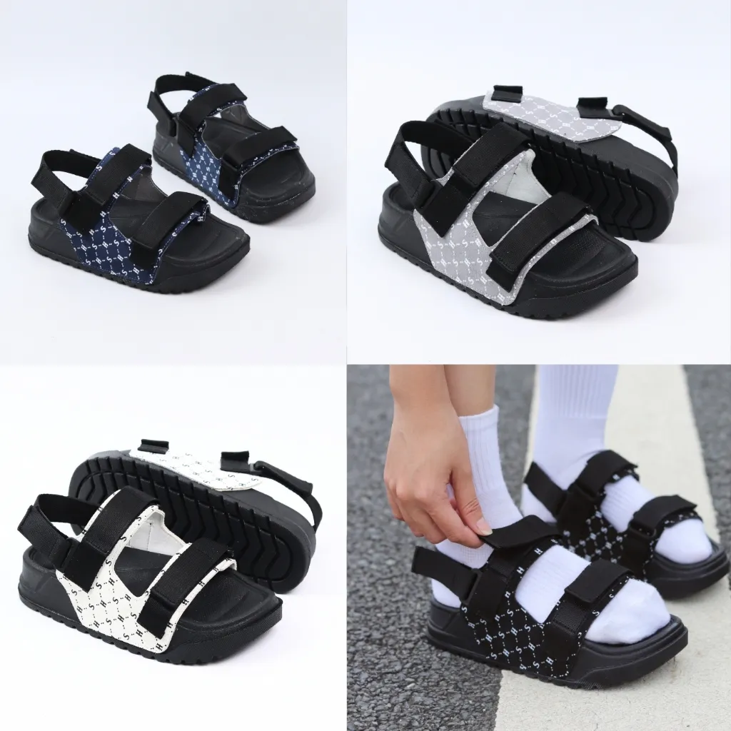 Ảnh Giày Sandal quai ngang XANH DƯƠNG Monogram cao cấp nam, nữ  HISHOO siêu nhẹ thời trang size 34-41 S131 2