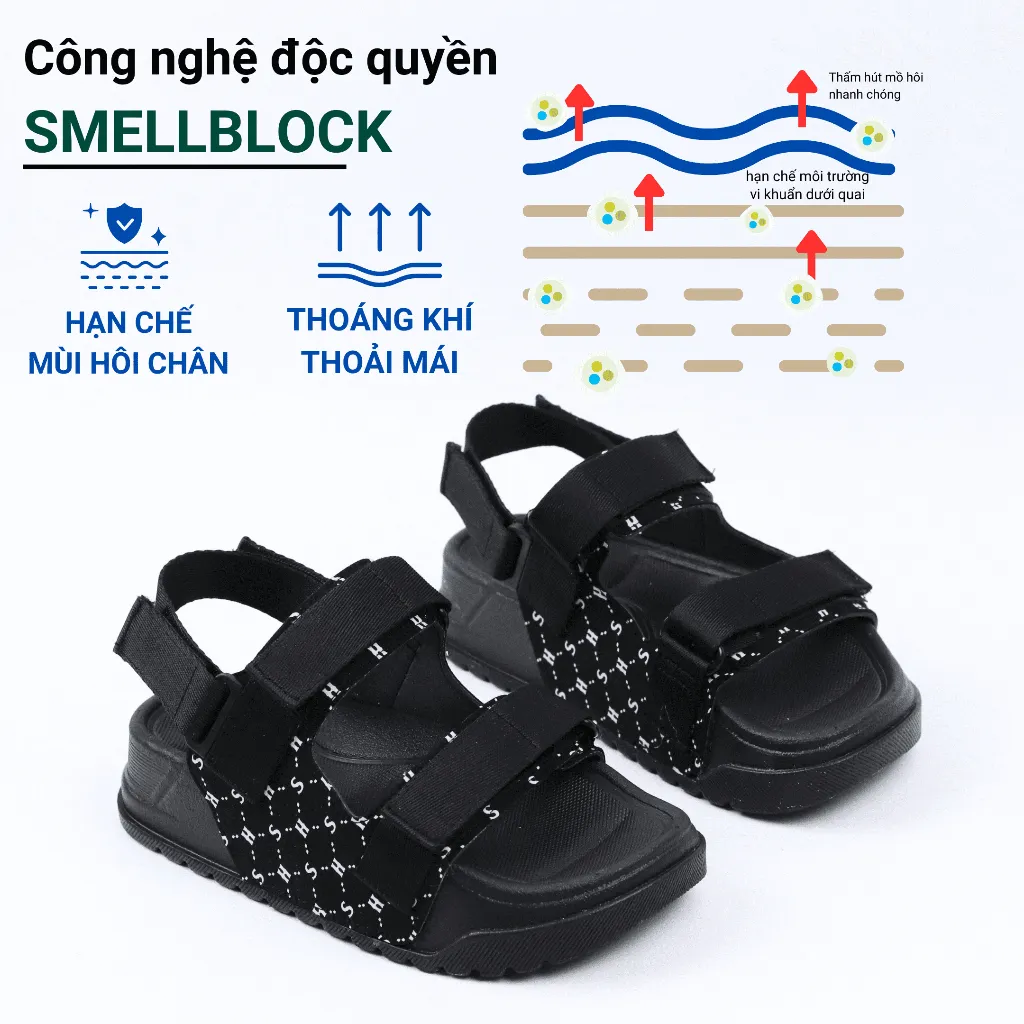 Ảnh Giày Sandal quai ngang XANH DƯƠNG Monogram cao cấp nam, nữ  HISHOO siêu nhẹ thời trang size 34-41 S131 4