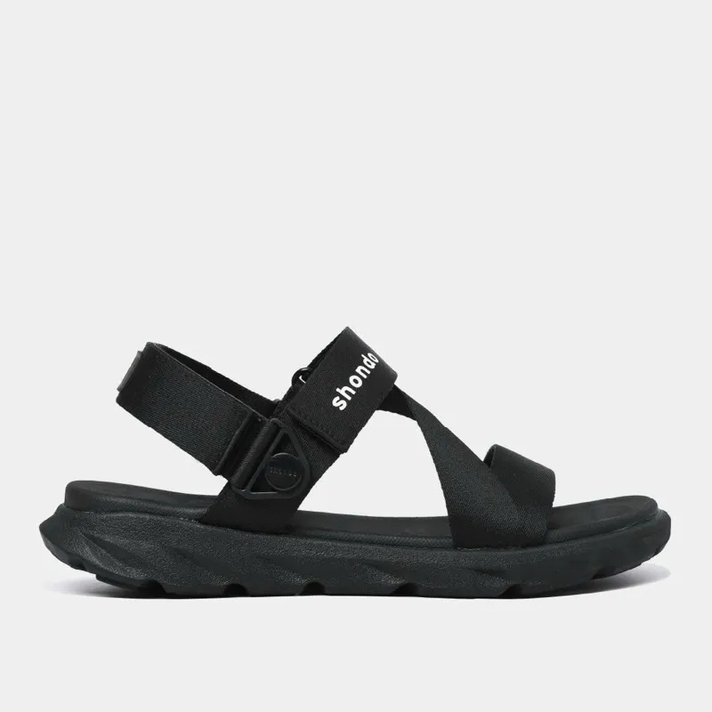Ảnh Giày sandal Shondo đen full quai xoay 360 dành cho nam nữ F6X1111 2