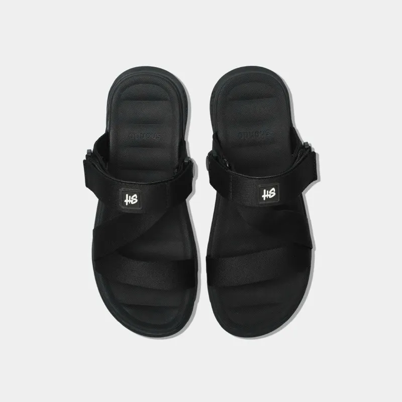 Ảnh Giày sandal Shondo đen full quai xoay 360 dành cho nam nữ F6X1111 3