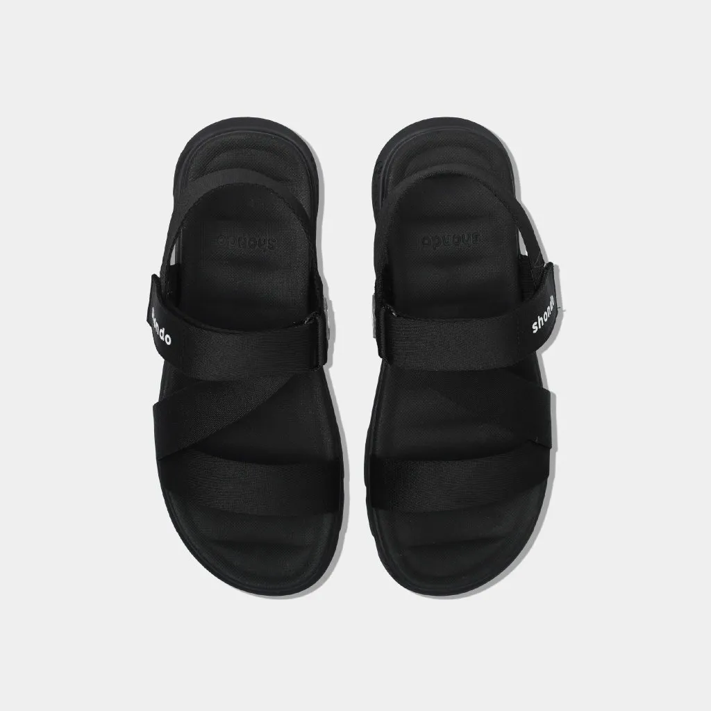 Ảnh Giày sandal Shondo Nam Nữ Quai Liền Đen Full F6S1111 2