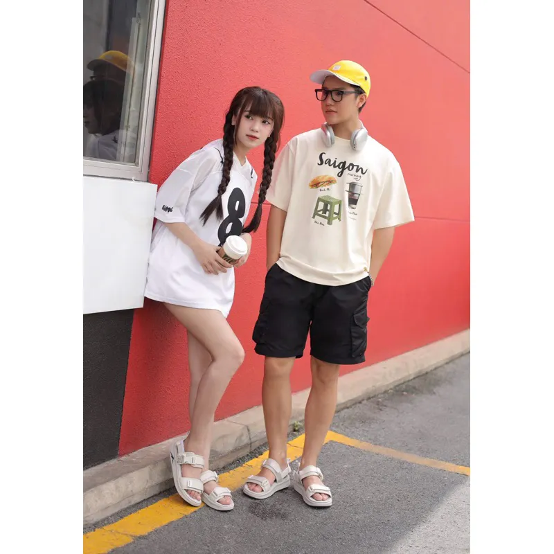 Ảnh Giày Sandal Unisex Genki Màu Kem Quai Ngang Đế Cao Su Thời Trang Chính Hãng Streetstyle YK278 2