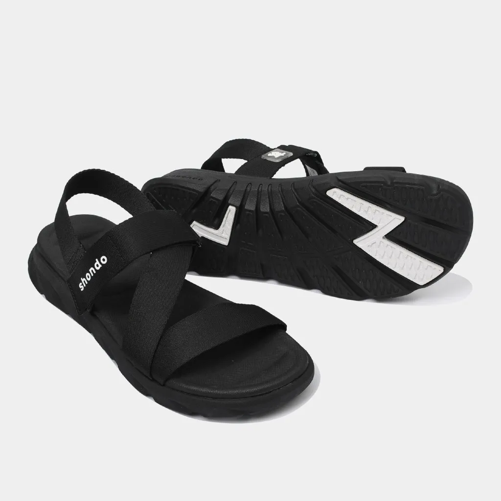 Ảnh Giày Sandals Nam Nữ Cao Cấp Unisex Êm Chân Quai Liền Shondo F6 Sport Đen F6S1111 4