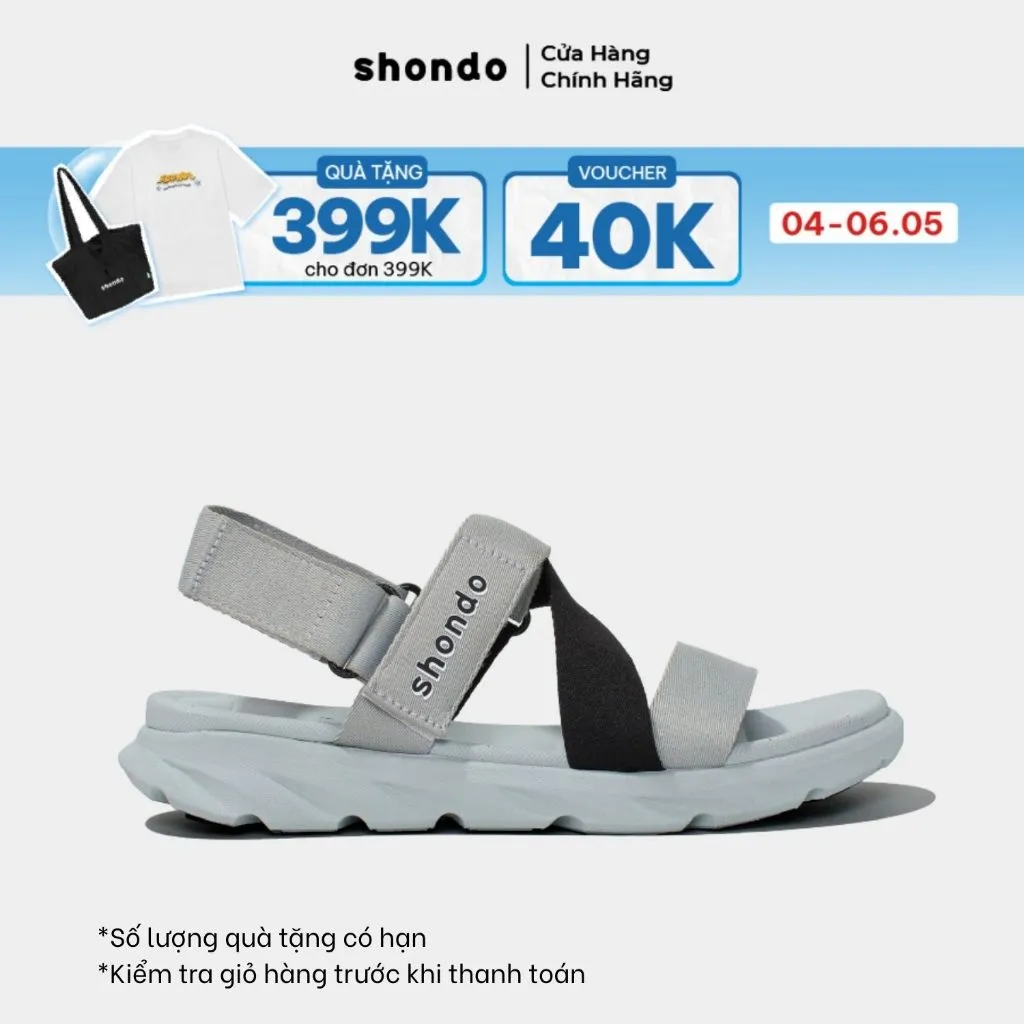 Ảnh Giày Sandals Nam Nữ Shondo F6 Đế Xám Phối Quai Đen F6S2011 1
