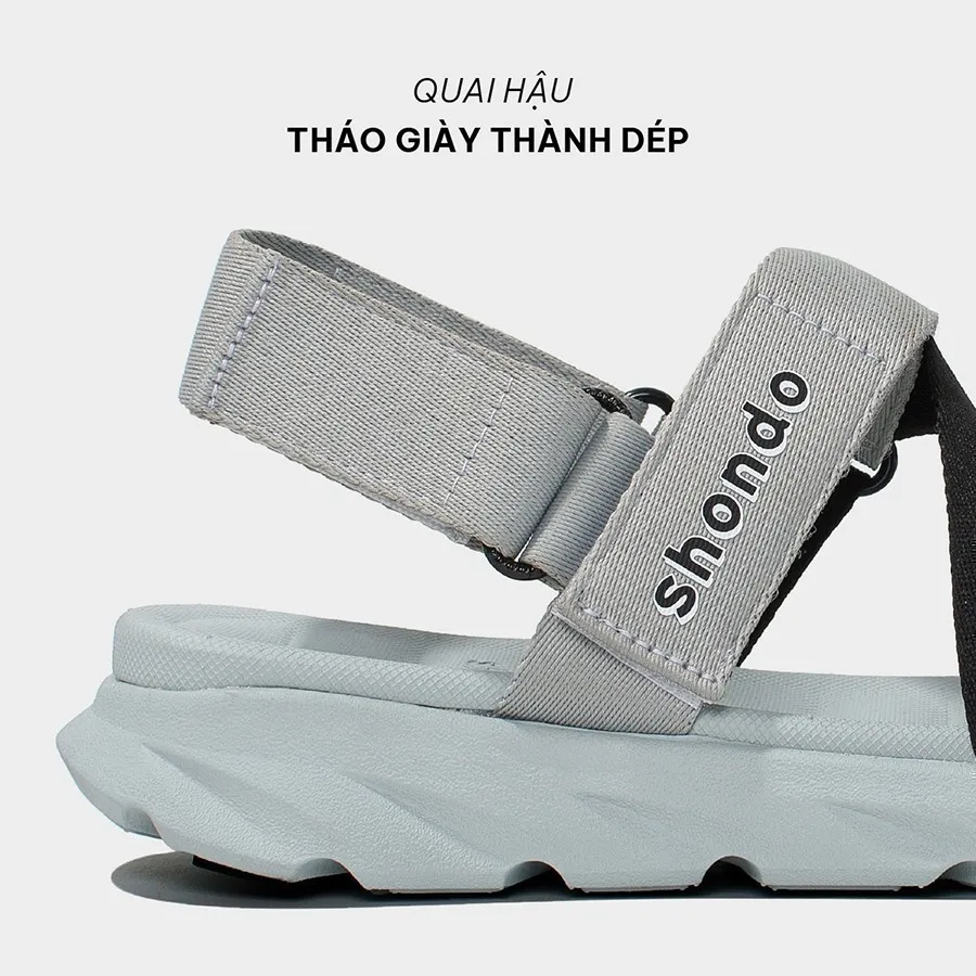 Ảnh Giày Sandals Nam Nữ Shondo F6 Đế Xám Phối Quai Đen F6S2011 2