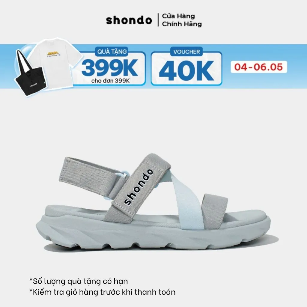Ảnh Giày Sandals Nam Nữ Shondo F6 Sport Đế Xám Phối Quai Xanh Da Trời F6S2030 1