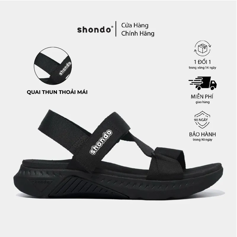 Ảnh Giày Sandals Nam Nữ SHONDO F7 Racing Thời Trang Cao Cấp, Êm Chân Quai Liền Full Đen F7R1110 1