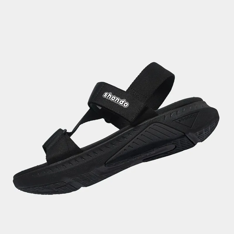 Ảnh Giày Sandals Nam Nữ SHONDO F7 Racing Thời Trang Cao Cấp, Êm Chân Quai Liền Full Đen F7R1110 4