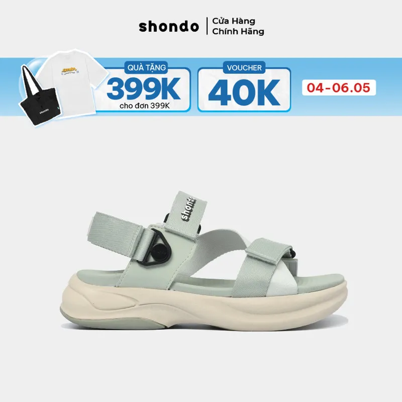 Ảnh Giày Sandals Nam Nữ SHONDO F8B Êm, Thời Trang Thích Hợp Đi Làm, Đi Học Chơi Màu Xám Be F8B2025 1