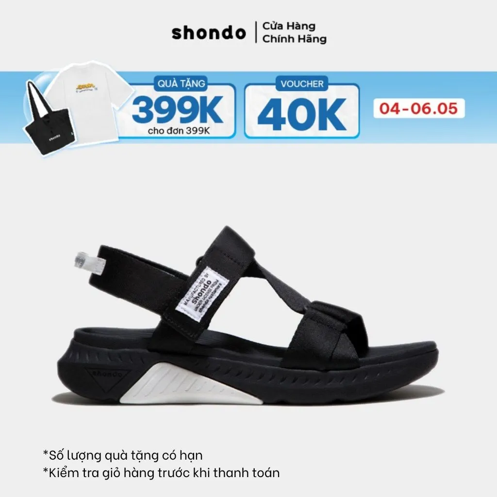 Ảnh Giày Sandals Nam Nữ Unisex Shondo F7 Racing Đế Đen Phối Trắng Quai Đen F7R1010 1