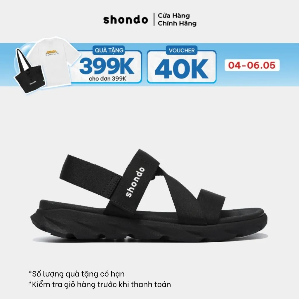 Ảnh Giày Sandals Nam Nữ Unisex Êm Chân Shondo F6 Sport Đen Full F6S301 1