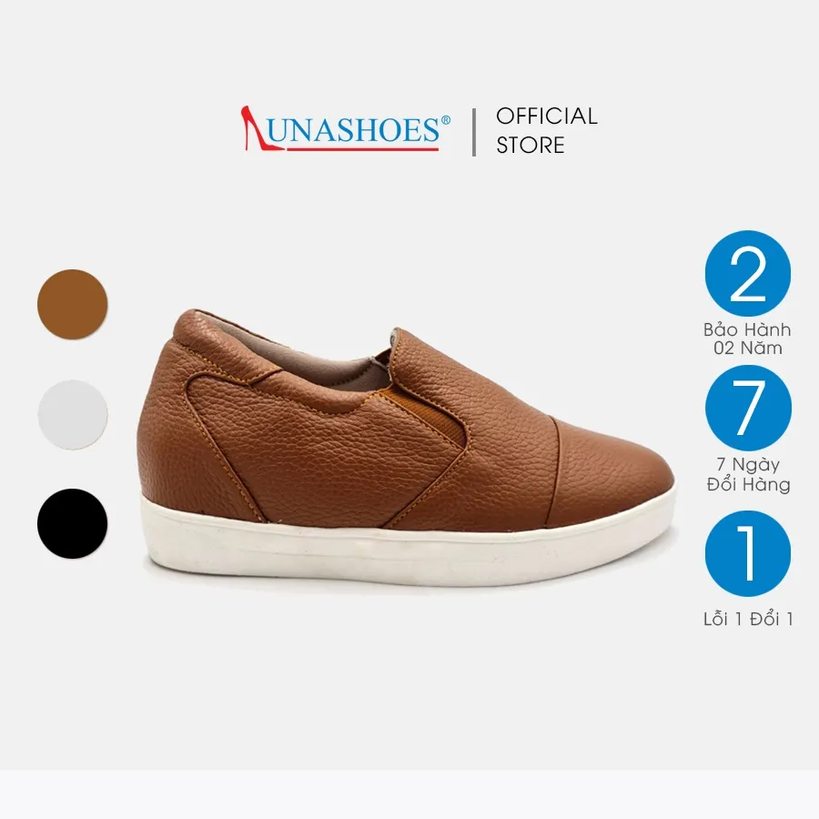 Ảnh Giày slip on nữ LUNASHOES 45101 cao 5 phân tăng chiều cao da bò mềm lót êm chân đế tpr chống trơn trượt mũi tròn 3