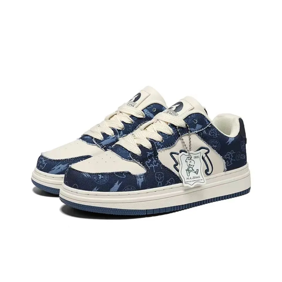Ảnh Giày sneaker nam nữ unisex HLA Jeans màu trắng xanh chính hãng, kiểu dáng thời trang đơn giản thoáng khí, đế cao su êm m 2