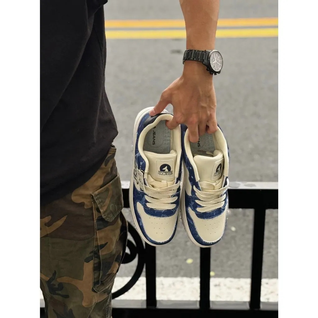 Ảnh Giày sneaker nam nữ unisex HLA Jeans màu trắng xanh chính hãng, kiểu dáng thời trang đơn giản thoáng khí, đế cao su êm m 3