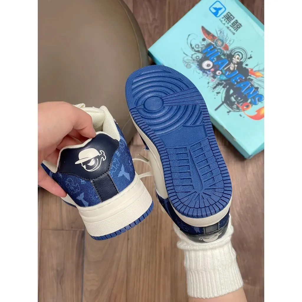 Ảnh Giày sneaker nam nữ unisex HLA Jeans màu trắng xanh chính hãng, kiểu dáng thời trang đơn giản thoáng khí, đế cao su êm m 4