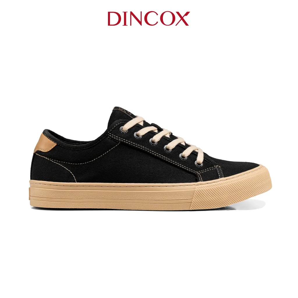 Ảnh Giày Sneaker Nam Nữ Vải Canvas DINCOX E12 Black/Beige Đơn Giản Thanh Lịch 2