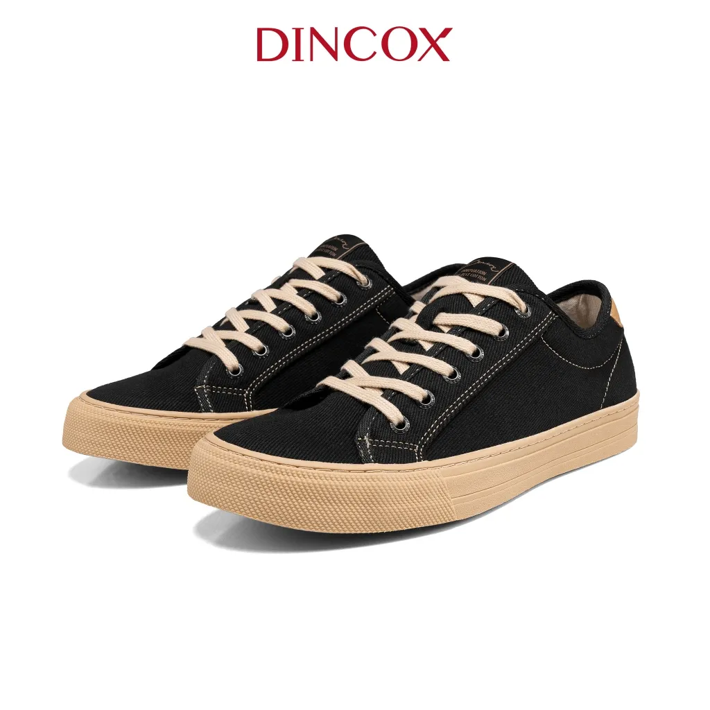 Ảnh Giày Sneaker Nam Nữ Vải Canvas DINCOX E12 Black/Beige Đơn Giản Thanh Lịch 3