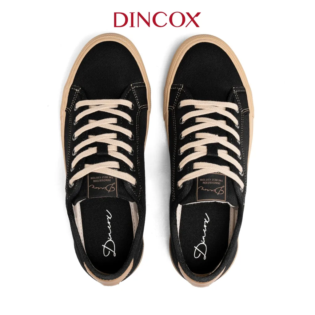 Ảnh Giày Sneaker Nam Nữ Vải Canvas DINCOX E12 Black/Beige Đơn Giản Thanh Lịch 4