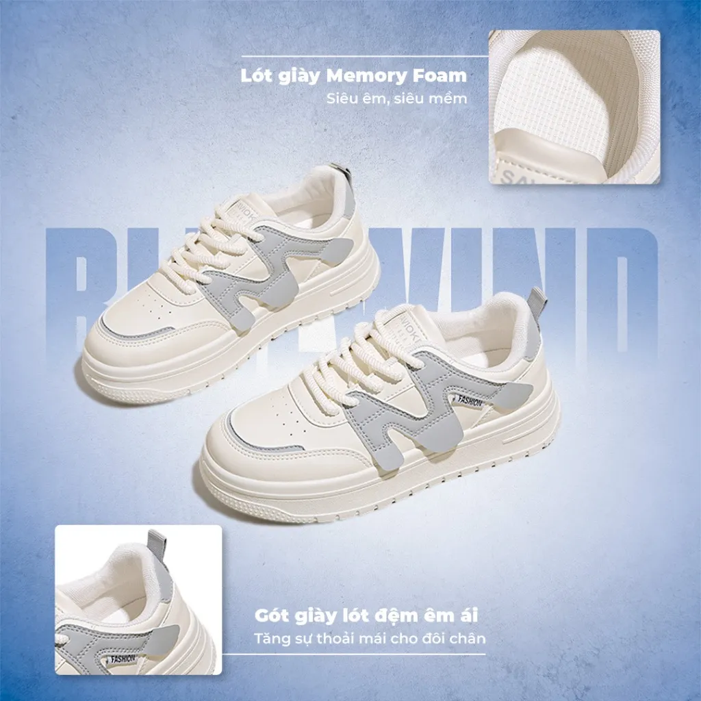 Ảnh Giày Sneaker Nữ BLUEWIND MulLite Da PU Cao Cấp, Mềm Mại, Thoáng Khí 68882 4
