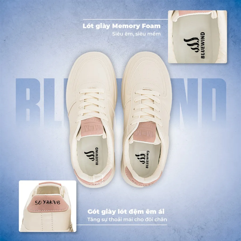 Ảnh Giày Sneaker Nữ BLUEWIND Da PU Phối Lỗ Thoáng Khí 68866 4