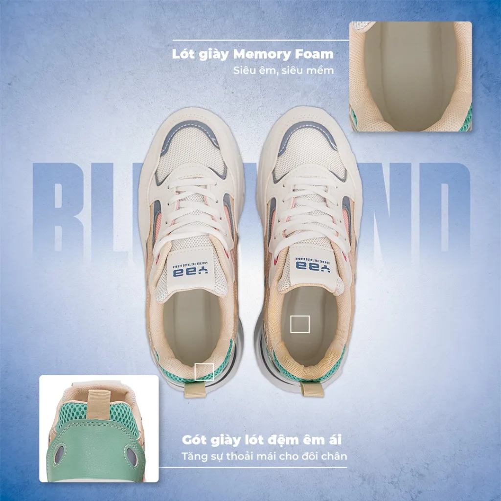 Ảnh Giày Sneaker Nữ BLUEWIND Độn Đế Da PU Phối Lưới Thoáng Khí 68750 4