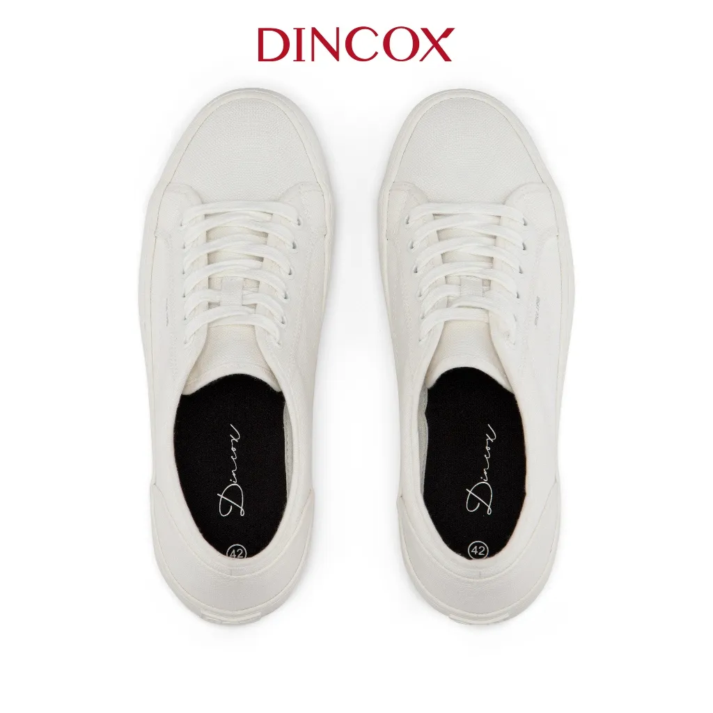 Ảnh Giày Sneaker Vải Canvas Nam Nữ E18 Trắng Dincox 4