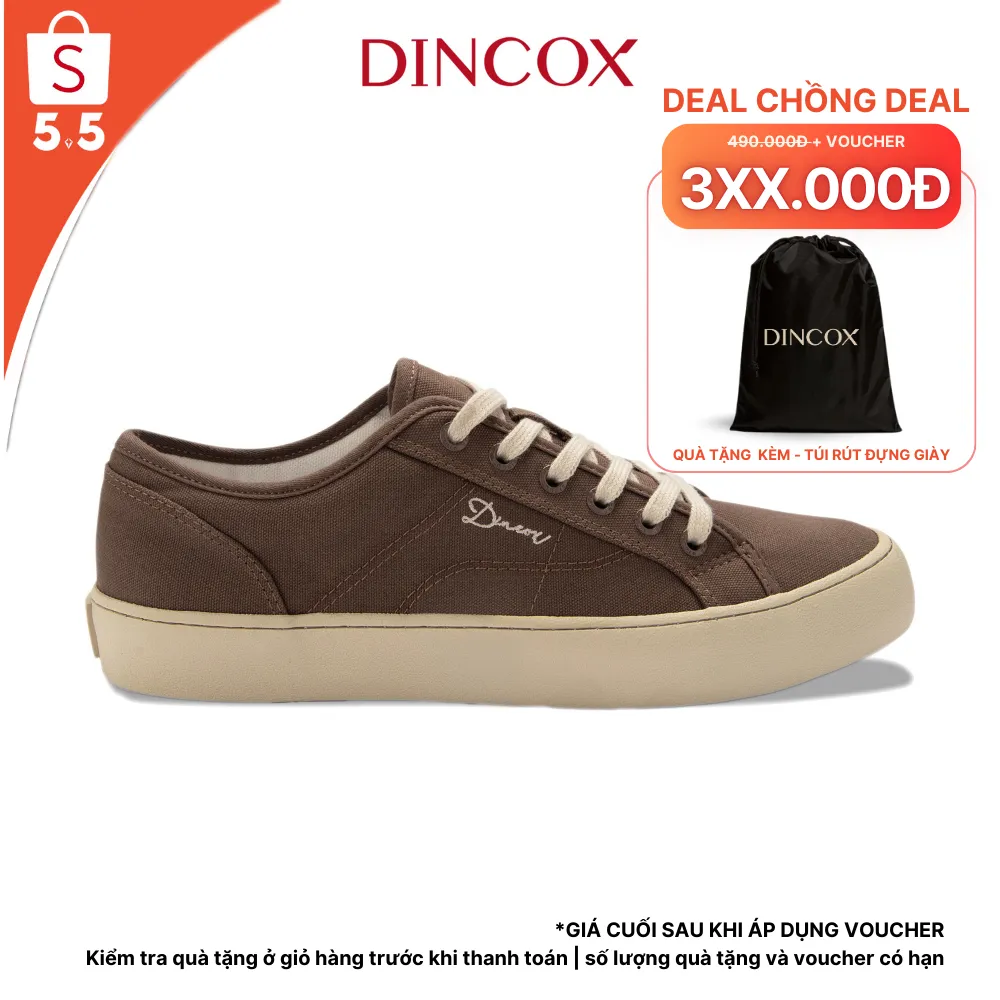 Ảnh Giày Sneaker Vải Canvas Nam Nữ E18 Chocolate Dincox 1