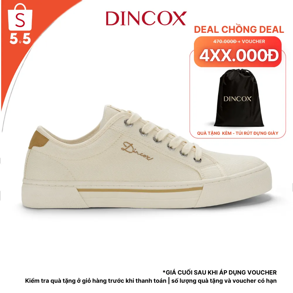 Ảnh Giày Sneaker Vải Canvas Nam Nữ E12 Cream Thời Trang Dincox 1