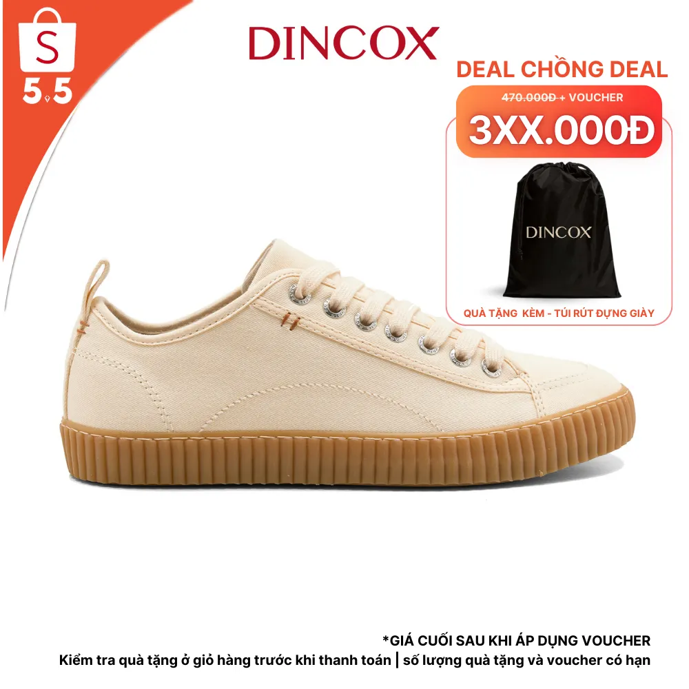 Ảnh Giày Sneaker Vải Canvas Unisex D27 White DINCOX Đơn Giản Hiện Đại 1