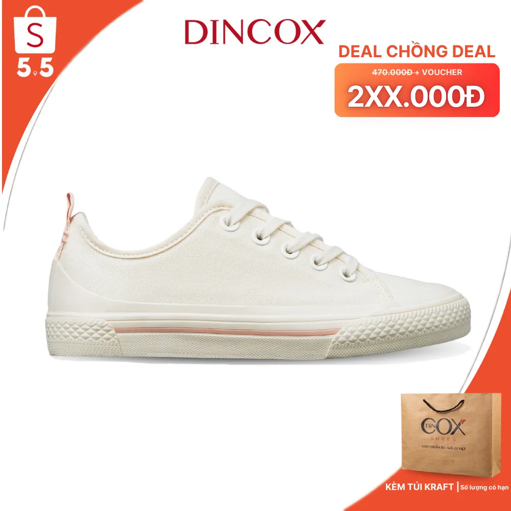 Ảnh Giày Sneaker Vải Nữ DINCOX C20 Nữ Tính Sang Trọng Off/White 1