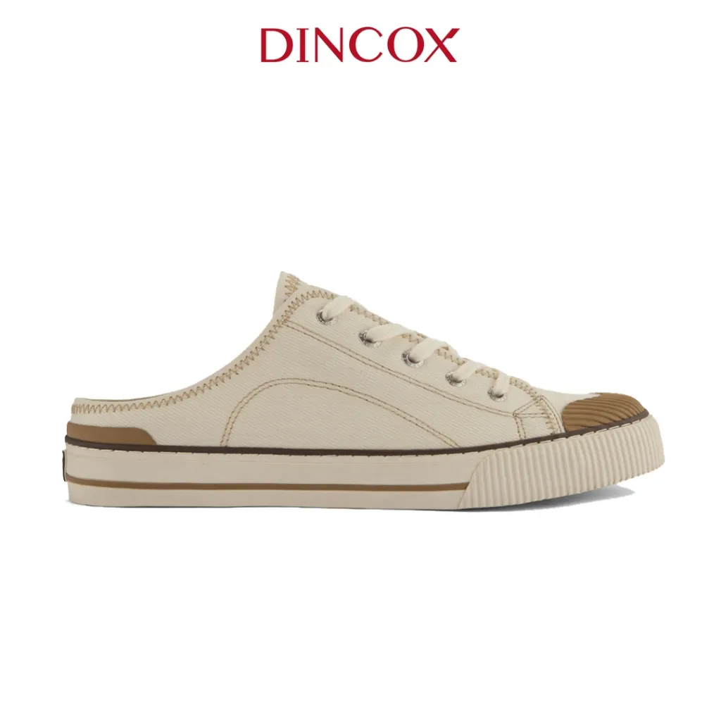Ảnh Giày Sục Đạp Gót Mules Vải Sneaker Unisex, Giày Sục Thể Thao Tăng Chiều Cao 4cm DINCOX E10 Off/white 2
