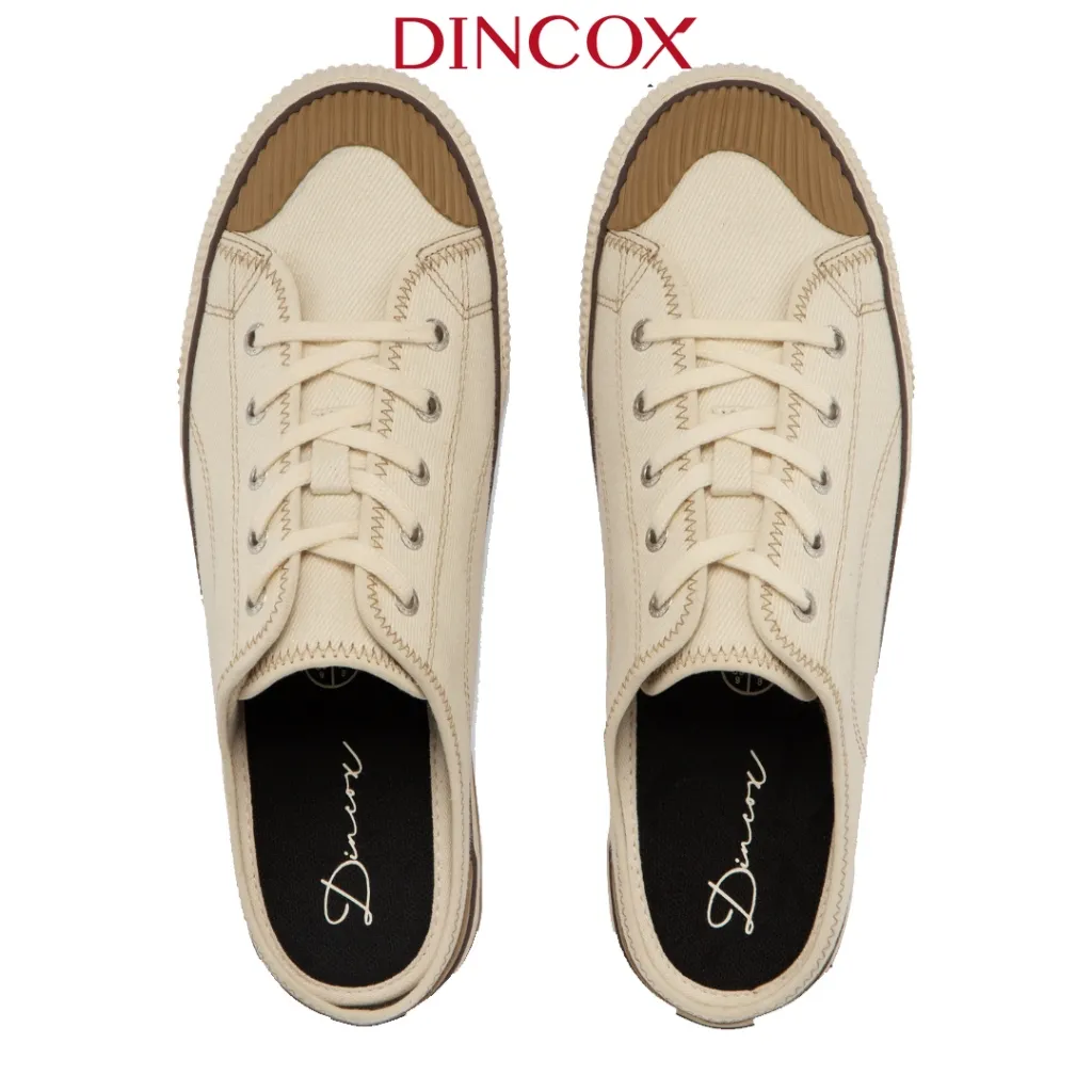 Ảnh Giày Sục Đạp Gót Mules Vải Sneaker Unisex, Giày Sục Thể Thao Tăng Chiều Cao 4cm DINCOX E10 Off/white 4