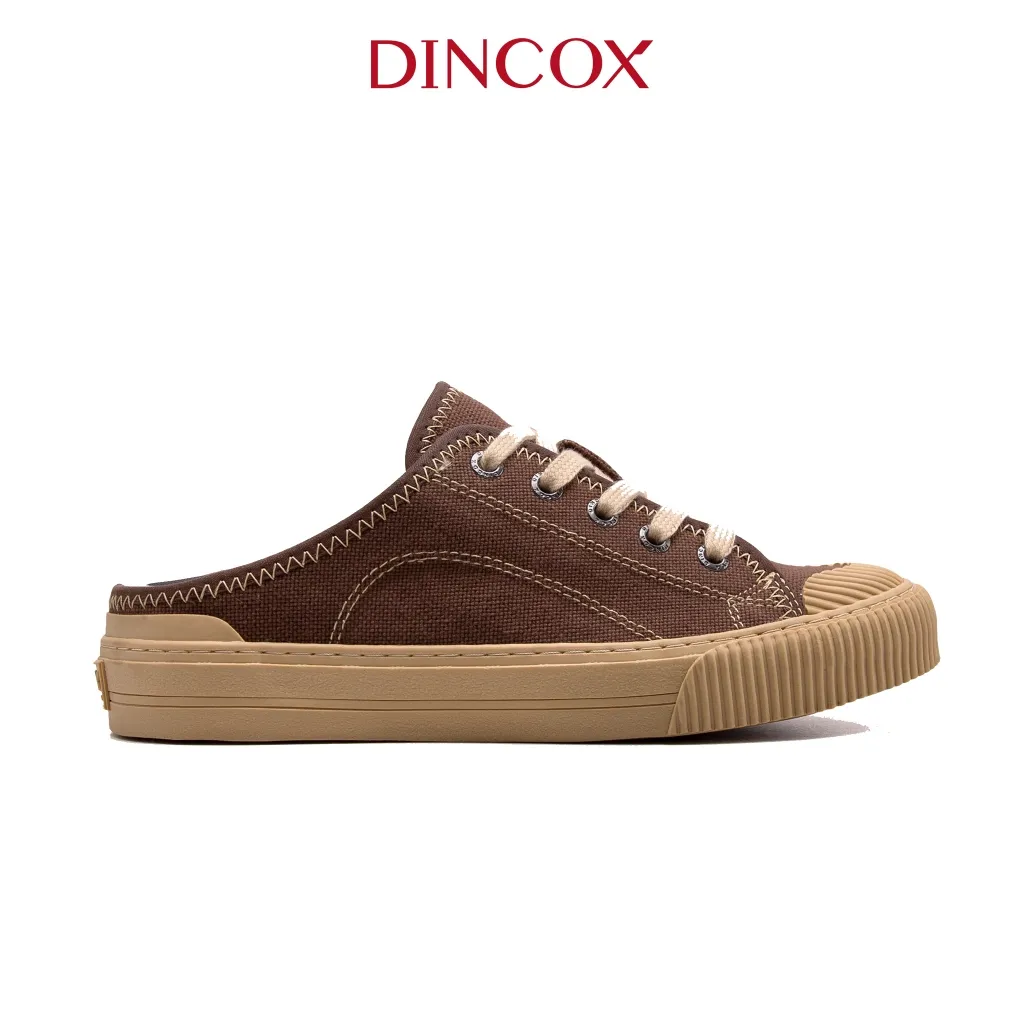 Ảnh Giày Sục Đạp Gót Mules Vải Sneaker Unisex E10 CHOCO MILK DINCOX Tăng Chiều Cao 4cm 2