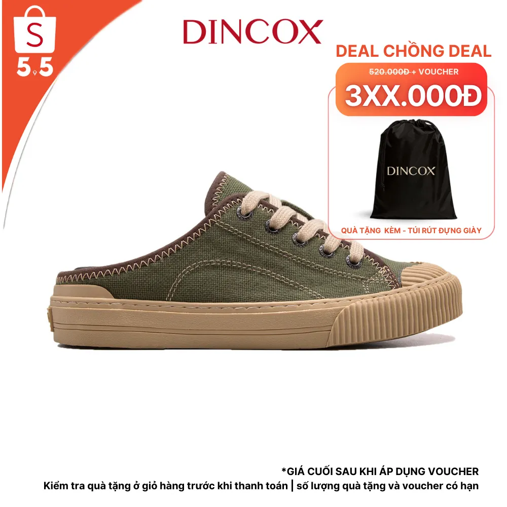 Ảnh Giày Sục Đạp Gót Mules Vải Sneaker Unisex E10 Matcha DINCOX Tăng Chiều Cao 4cm 1