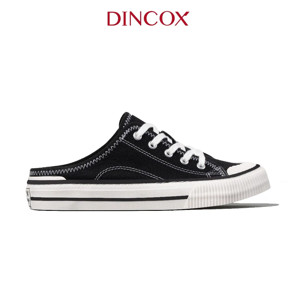 Ảnh Giày Sục Đạp Gót Mules Vải Sneaker Unisex Tăng Chiều Cao 4cm DINCOX E10 Black 2