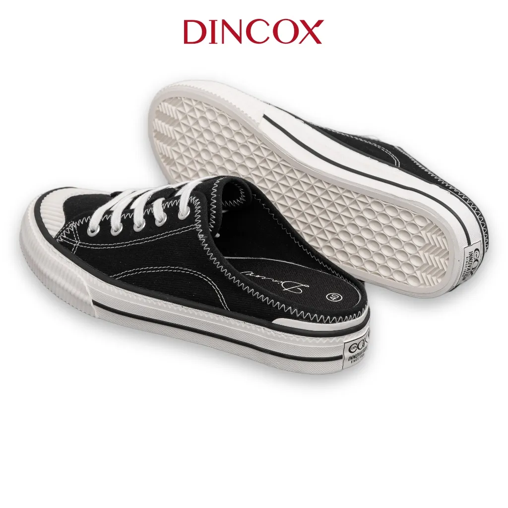 Ảnh Giày Sục Đạp Gót Mules Vải Sneaker Unisex Tăng Chiều Cao 4cm DINCOX E10 Black 3