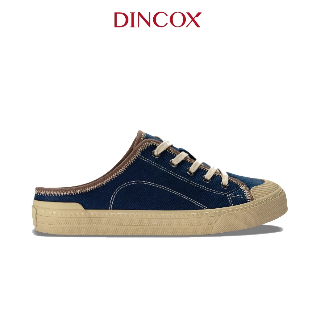 Ảnh Giày Sục Đạp Gót Mules Vải Sneaker Unisex Tăng Chiều Cao 4cm DINCOX E10 Dark Navy 2