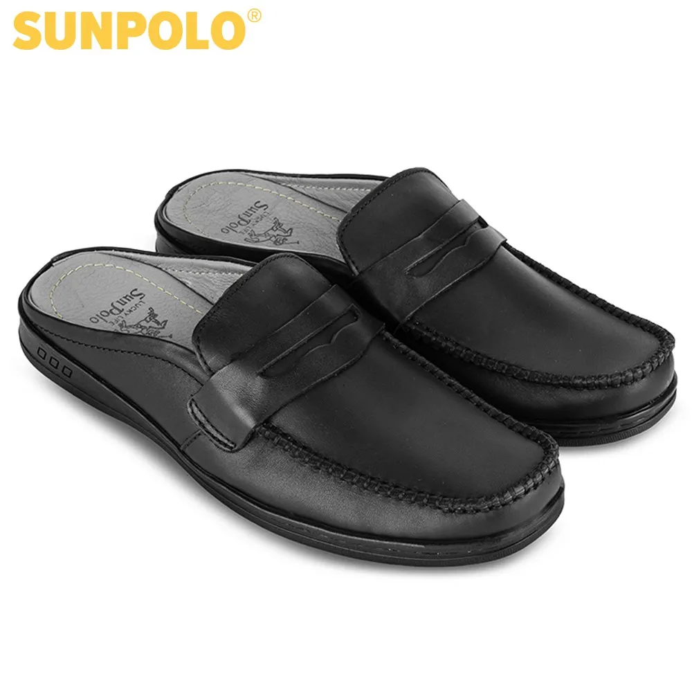 Ảnh Giày sục nam Da bò SUNPOLO thoáng khi thoải mái SPO197 4