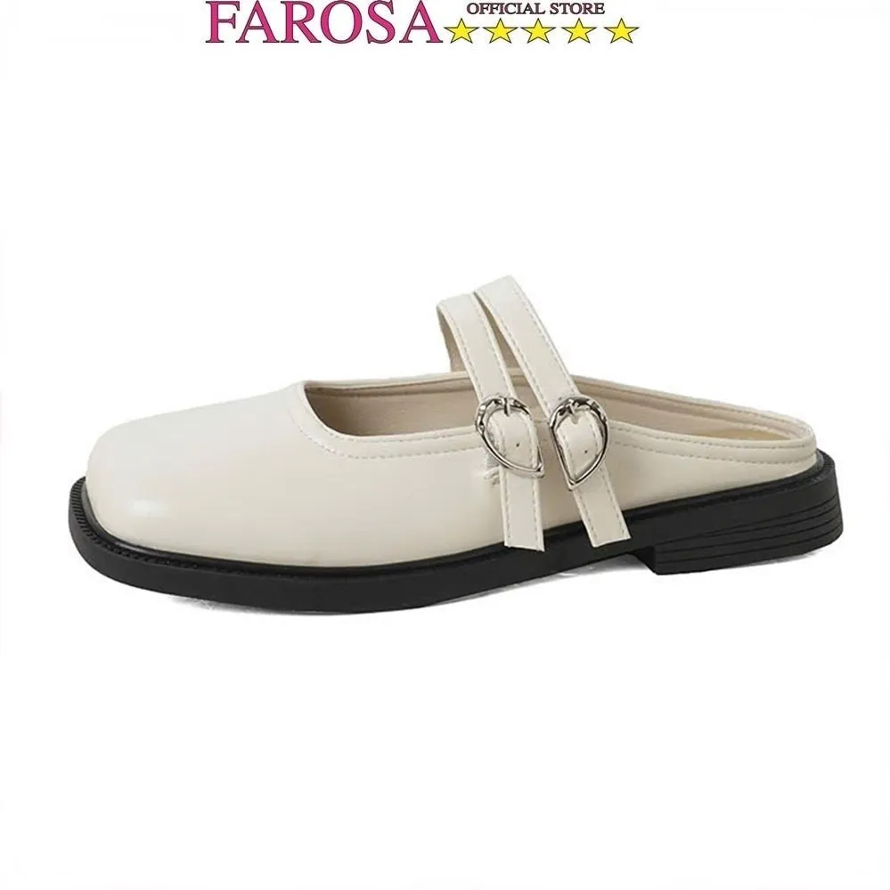 Ảnh Giày sục nữ mũi vuông FAROSA -H81 giày nữ thời trang phối hai quai ngang lên chân cực phong cách 1