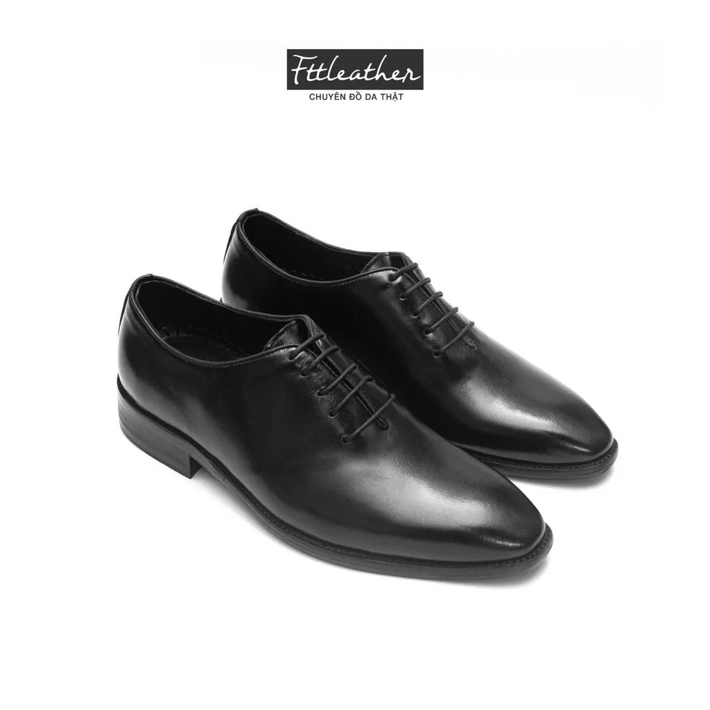 Ảnh Giày tây nam công sở buộc dây dáng oxford wholecut da bò trơn màu đen FTT Leather mã F631 1