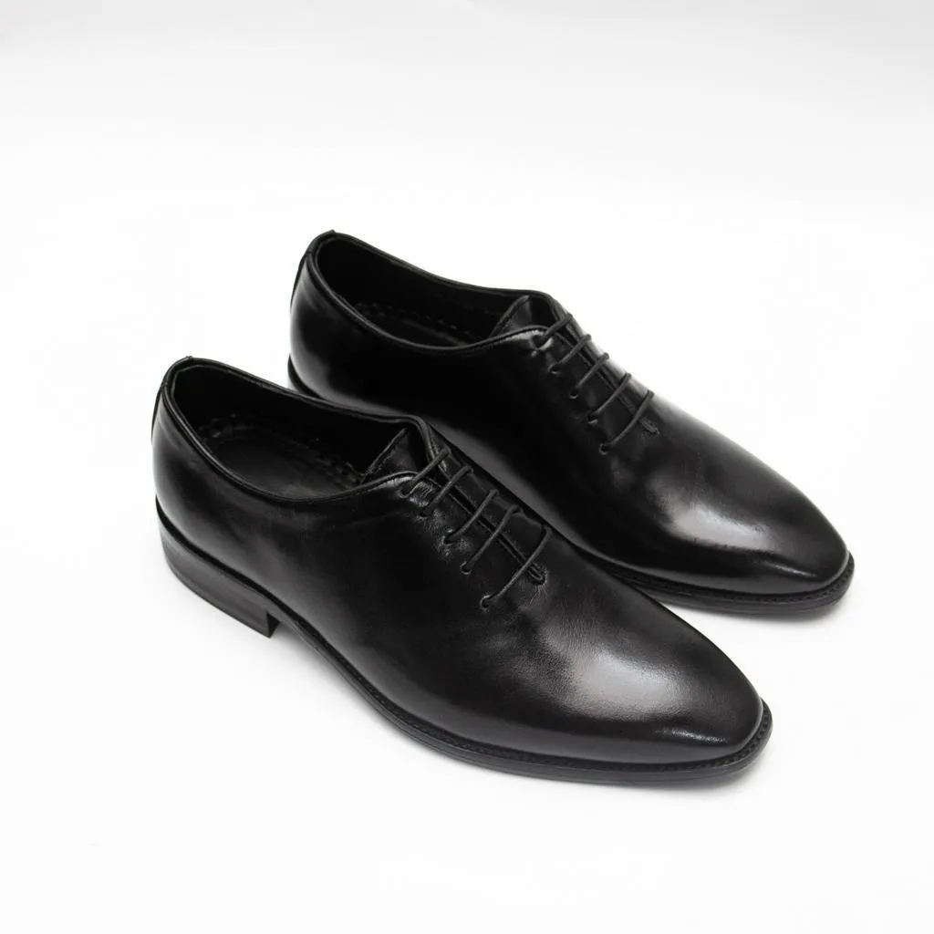 Ảnh Giày tây nam công sở buộc dây dáng oxford wholecut da bò trơn màu đen FTT Leather mã F631 2