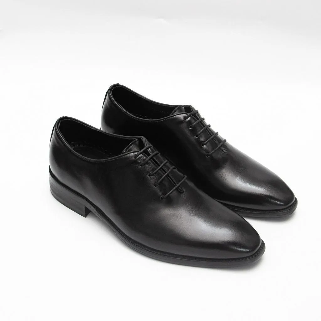 Ảnh Giày tây nam công sở buộc dây dáng oxford wholecut da bò trơn màu đen FTT Leather mã F631 3