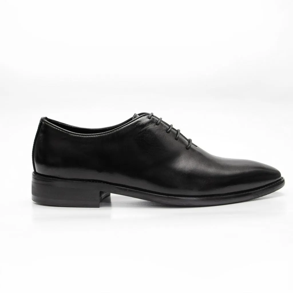 Ảnh Giày tây nam công sở buộc dây dáng oxford wholecut da bò trơn màu đen FTT Leather mã F631 4