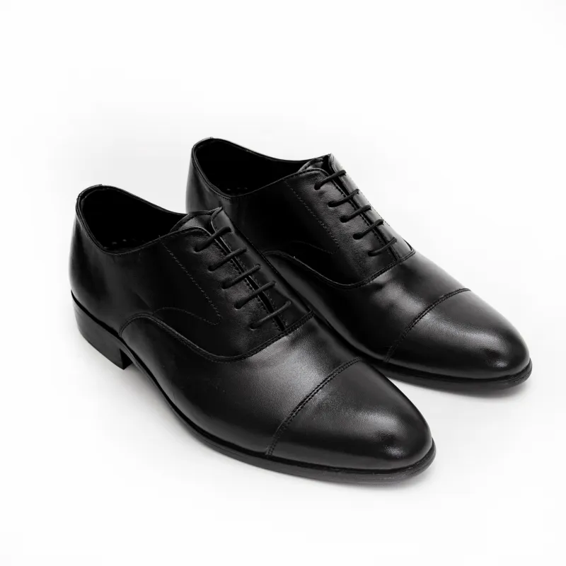 Ảnh Giày tây nam công sở buộc dây dáng oxford captoe da bò trơn màu đen FTT Leather mã F635 2