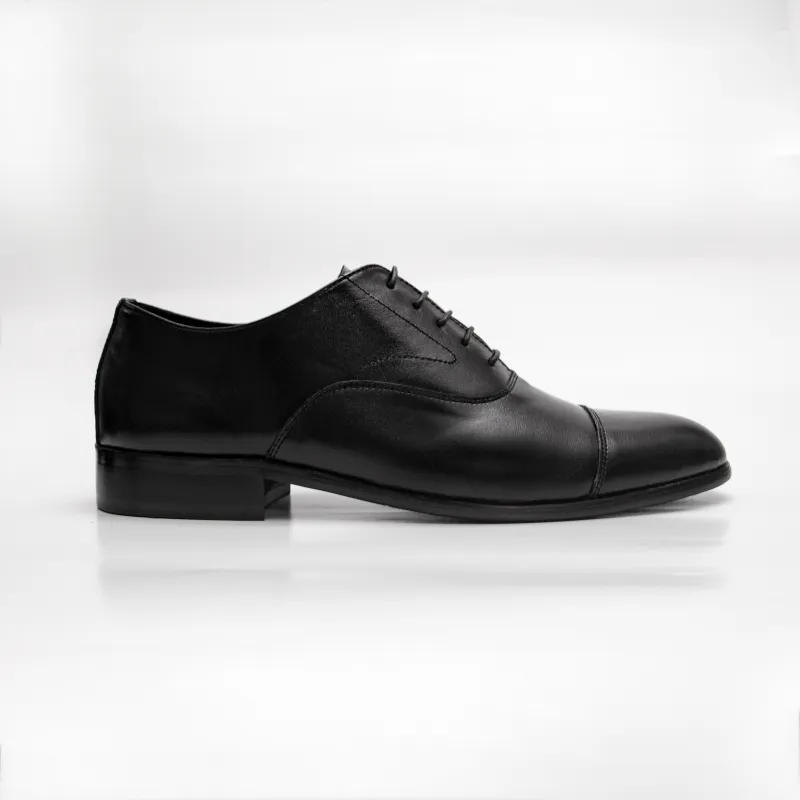 Ảnh Giày tây nam công sở buộc dây dáng oxford captoe da bò trơn màu đen FTT Leather mã F635 4