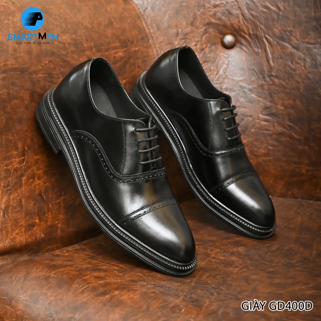 Ảnh Giày tây Tăng chiều cao da bò nam công sở SmartMen GD400 Đen 1