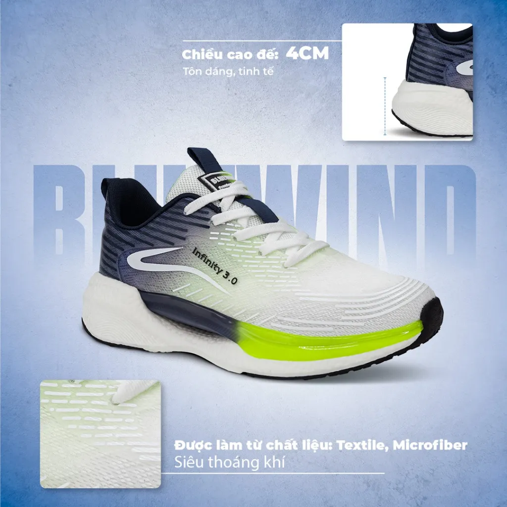 Ảnh Giày Thể Thao Nam BLUEWIND Infinity 3.0 Siêu Nhẹ Êm Chân, Thoáng Khí Phù Hợp Chạy Bộ, Tập Gym 68299 3