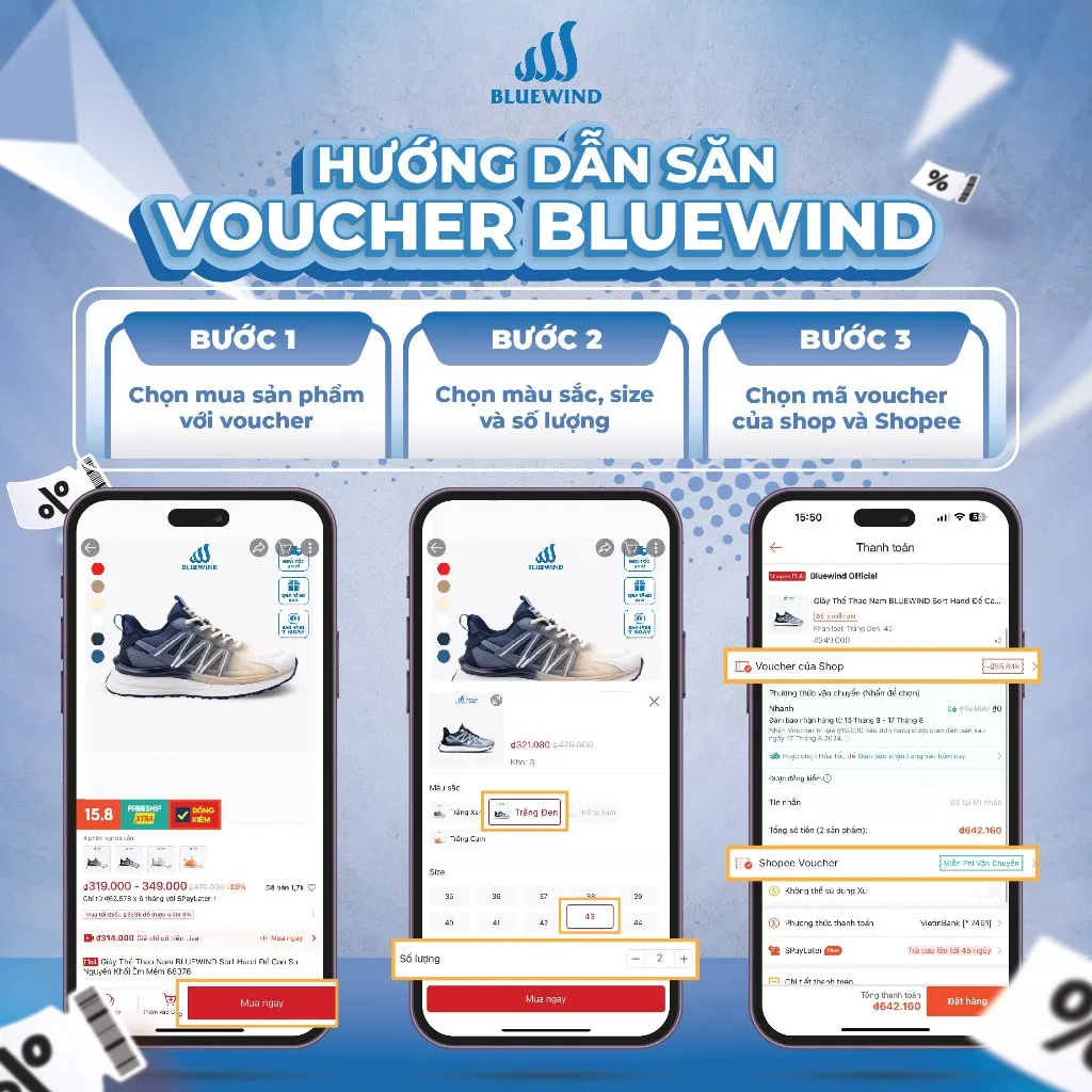 Ảnh Giày Thể Thao Nam Nữ BLUEWIND TD Sport Tôn Dáng Trẻ Trung 68383 2