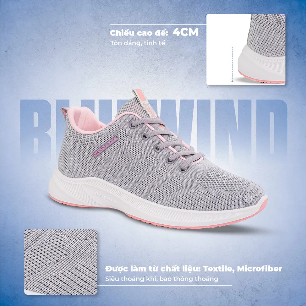 Ảnh Giày Thể Thao Nữ BLUEWIND Vải Dệt Kim Thoáng Khí Phù Hợp Giày Chạy Bộ, Tập Gym 68772 3