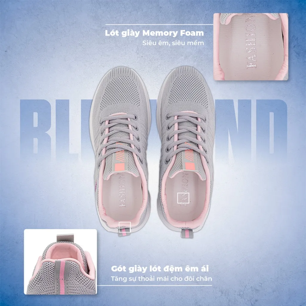 Ảnh Giày Thể Thao Nữ BLUEWIND Vải Dệt Kim Thoáng Khí Phù Hợp Giày Chạy Bộ, Tập Gym 68772 4